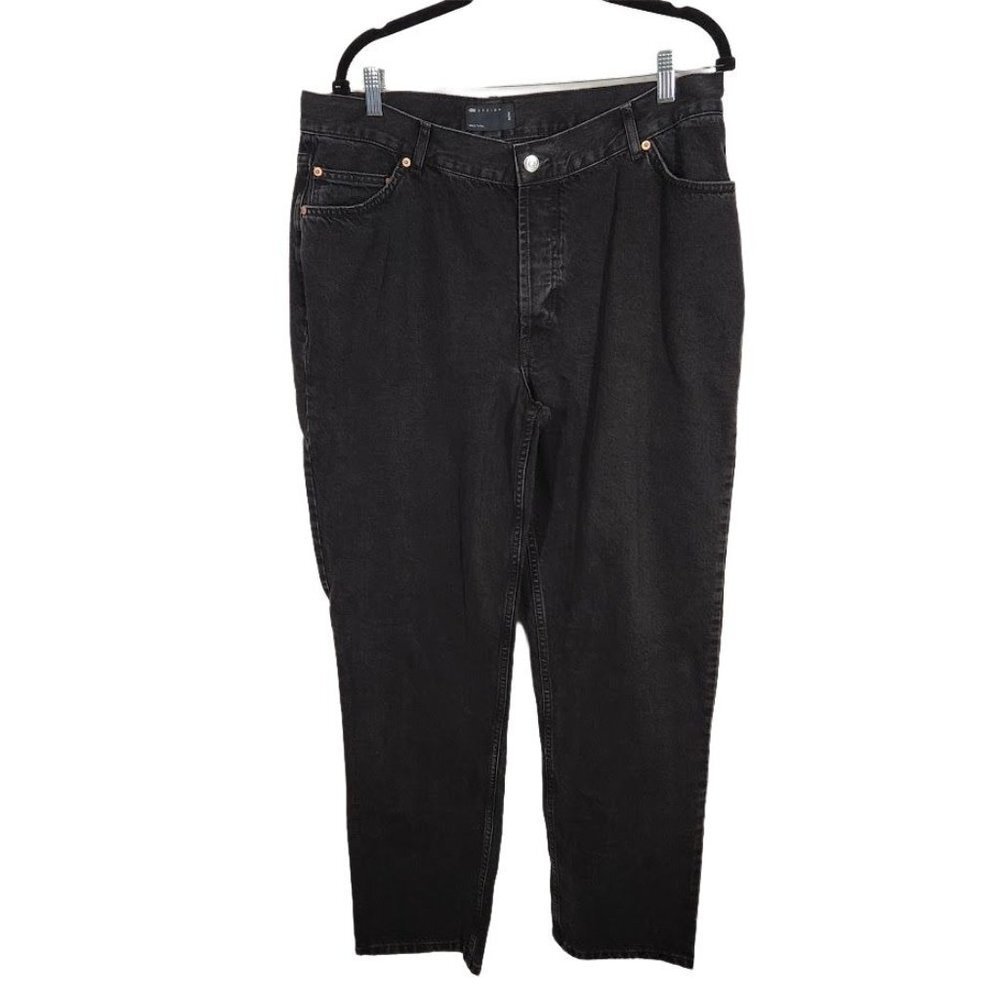 ASOS DESIGN mid‎ rise 90s straight leg jeans in black Size 36x34